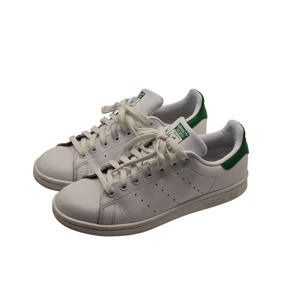 Adidas Stan Smith Leather Sneakers 8 White Green Classic Athleisure Tennis Prep